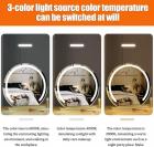 12"/30 cm großer, runder Kosmetikspiegel für Frisiertisch und Schlafzimmer, drehbar, 3 Lichtmodi, dimmbare Helligkeit per LED-Streifen, Steckernetzteil, silberner Ständer