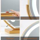 12"/30 cm großer, runder Kosmetikspiegel für Frisiertisch und Schlafzimmer, drehbar, 3 Lichtmodi, dimmbare Helligkeit per LED-Streifen, Steckernetzteil, silberner Ständer