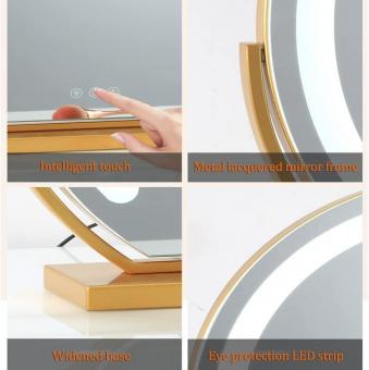 20"/50 cm großer, runder Kosmetikspiegel für Frisiertisch und Schlafzimmer, drehbar, 3 Lichtmodi, dimmbare Helligkeit per LED-Streifen, Steckernetzteil, schwarzer Ständer 20"/50 cm großer, runder Kosmetikspiegel für Frisiertisch und Schlafzimmer, drehbar, 3 Lichtmodi, dimmbare Helligkeit per LED-Streifen, Steckernetzteil, schwarzer Ständer