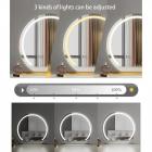 Rund Kosmetikspiegel für Schminktisch 60cm Hoch, 3 Farben Modus, 360° Drehbarer, Intelligente Berührung, Einstellbare Helligkeit, EU Plug, Golden