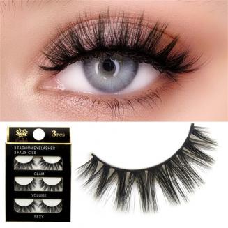3D False Eyelashes, 3 Pairs, #1 11mm-13mm