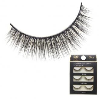 3D False Eyelashes, 3 Pairs, #117 6mm-8mm