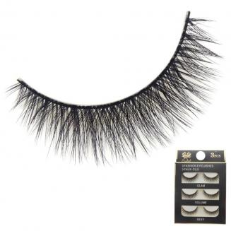3D False Eyelashes, 3 Pairs, #123 5mm-8mm
