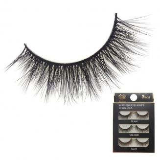 3D False Eyelashes, 3 Pairs, #125 9mm-11mm