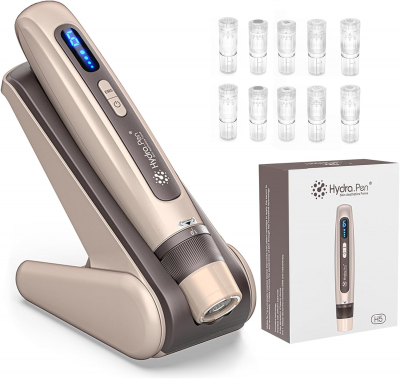 Dr.Pen H5 Hydra Pen (donkergoud) Professionele microneedling Dermapen Automatische serum-infusie, EMS-functie, 10 stuks 24-pins cartridges verpakking