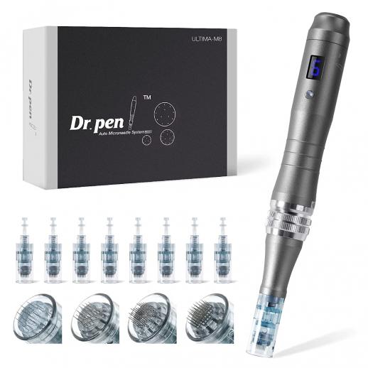 Dr. Pen Ultima M8 Professional Microneedling Pen, USB Rechargeable, 8x Cartridges Replacement Pack, 2pcs per 16pin, 24pin, 36pin, 42pin