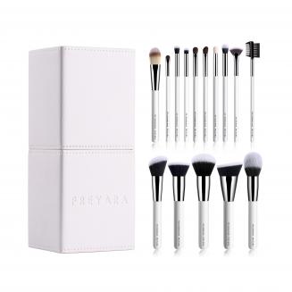 ชุดแปรงแต่งหน้ามืออาชีพ 15 ชิ้น พร้อมที่ใส่แม่เหล็ก สีขาว