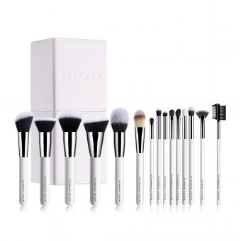 FREYARA Brochas Maquillaje Profesional Set 15pcs Blanco con Soporte  Blanco