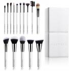 Set Kuas Makeup Profesional 15pcs Dengan Pemegang Magnet, Putih