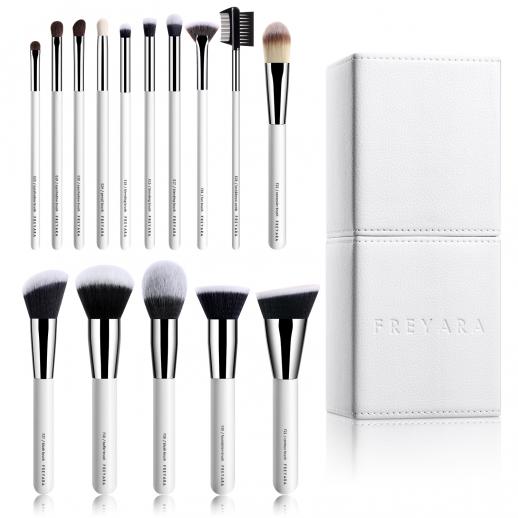 FREYARA Professional Makeup Brushes 15pcs Set with Magnetic Holder, White