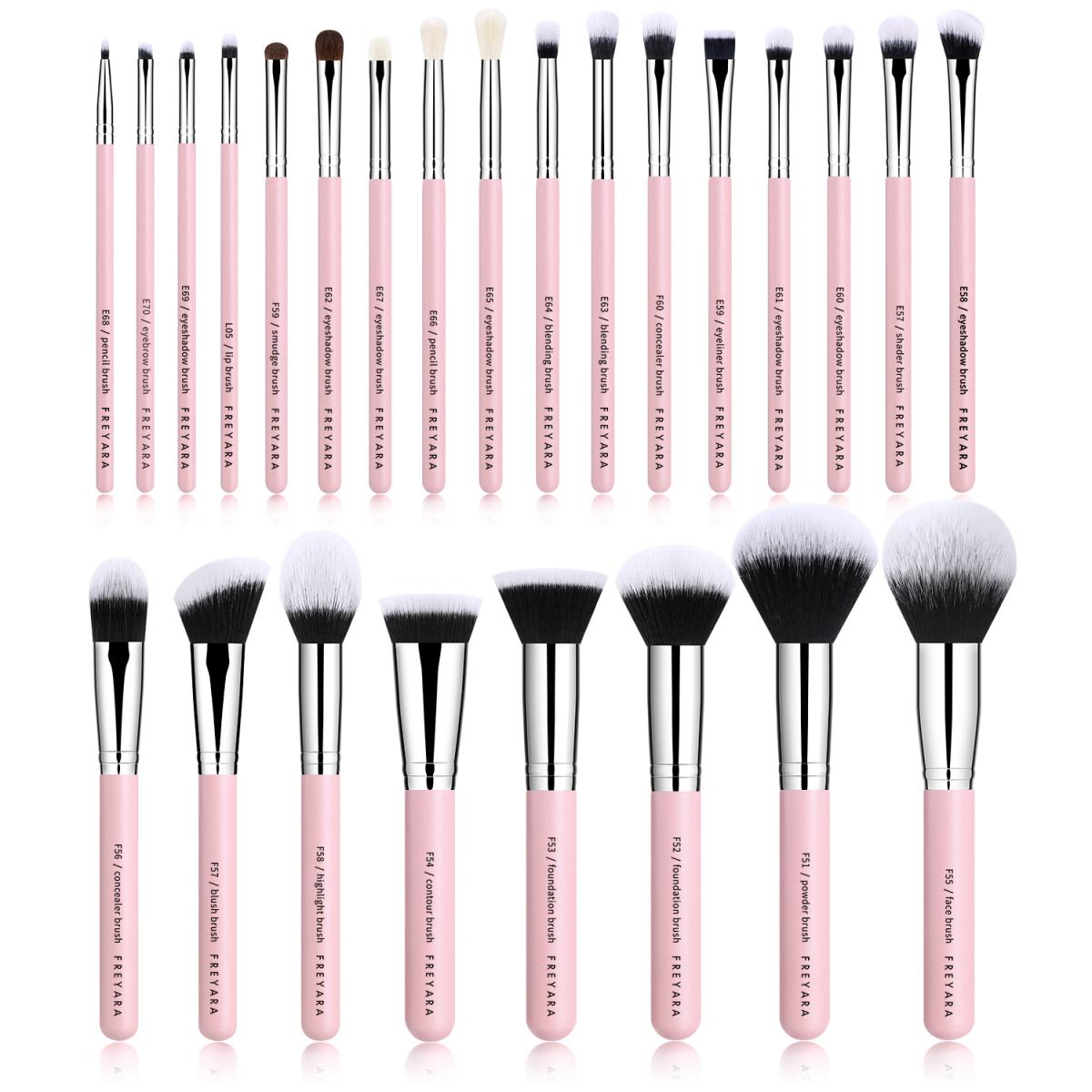 Ny mening ramme udgør FREYARA Professional Makeup Brushes Set 25pcs Complete Collection, Glitter  Pink