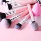 ชุดแปรงแต่งหน้ามืออาชีพสีชมพูกลิตเตอร์ 25 ชิ้นครบชุด