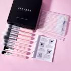 Kuas Makeup Profesional Set 25pcs Berkilau Warna Merah Jambu