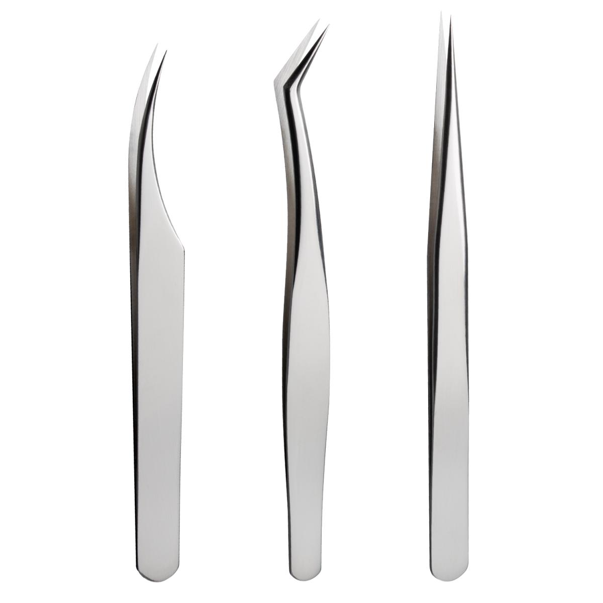 FRAYARA Pinzas para extensión de pestañas, acero inoxidable de