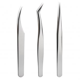 Pince à épiler pour extensions de cils, acier inoxydable de précision professionnelle, 3 en 1 avec boîte