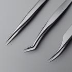 Pince à épiler pour extensions de cils, acier inoxydable de précision professionnelle, 3 en 1 avec boîte
