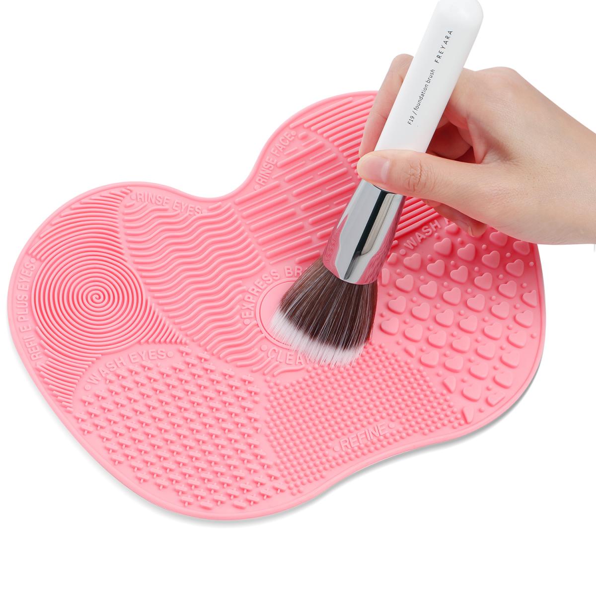 Tapis de nettoyage de brosse de maquillage en silicone 2 en 1 avec support  de séchage de brosse, outil de lavage de tampon de tampon réutilisable en  forme de chat