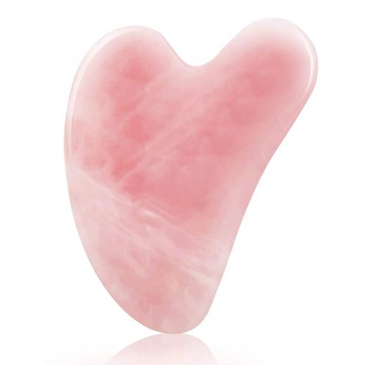 Gua Sha Stone (Pink), Quartz Massage Tool, Facial Tool for Scraping and SPA Acupuncture Therapy