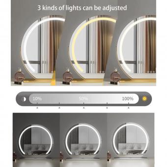 12"/30cm Large Round Vanity Mirror for Dressing Table Bedroom, Rotatable, 3 Light Mode, LED Strip Dimmable Brightness, Plug in to Use, Silver Stand 12"/30cm Large Round Vanity Mirror for Dressing Table Bedroom, Rotatable, 3 Light Mode, LED Strip Dimmable Brightness, Plug in to Use, Silver Stand