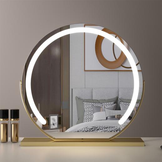 Round Makeup Vanity Mirror 24"/60cm Large for Dressing Table, 360° Rotating, Smart Touch, Adjustable Brightness, Plug Charge, Golden