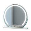 مرآة فانيتي دائرية للمكياج مقاس 24 بوصة / 60 سم لطاولة الزينة ، 3 ألوان وضع LED ، دوران 360 درجة ، لمسة ذكية ، سطوع قابل للتعديل ، فضي