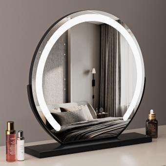 Rund Kosmetikspiegel für Schminktisch 60cm Hoch, 3 Farben Modus, 360° Drehbarer, Intelligente Berührung, Einstellbare Helligkeit, EU Plug, Schwarz Rund Kosmetikspiegel für Schminktisch 60cm Hoch, 3 Farben Modus, 360° Drehbarer, Intelligente Berührung, Einstellbare Helligkeit, EU Plug, Schwarz