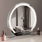Round Makeup Vanity Mirror 24"/60cm Large for Dressing Table, 360° Rotating, Smart Touch, Adjustable Brightness, Plug in to use, Silver
