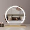 Round Makeup Vanity Mirror 24"/60cm Large for Dressing Table, 360° Rotating, Smart Touch, Adjustable Brightness, Plug in to use, Golden Stand