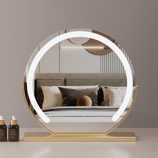 Round Makeup Vanity Mirror 24"/60cm Large for Dressing Table, 360° Rotating, Smart Touch, Adjustable Brightness, Plug in to use, Golden Stand Round Makeup Vanity Mirror 24"/60cm Large for Dressing Table, 360° Rotating, Smart Touch, Adjustable Brightness, Plug in to use, Golden Stand