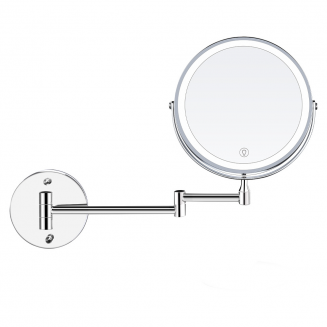 1X/10X Grossissant Miroir de Maquillage Mural, 8" Miroir de Courtoisie Double Face pour Salle de Bain, 360 Degrés, USB Rechargeable