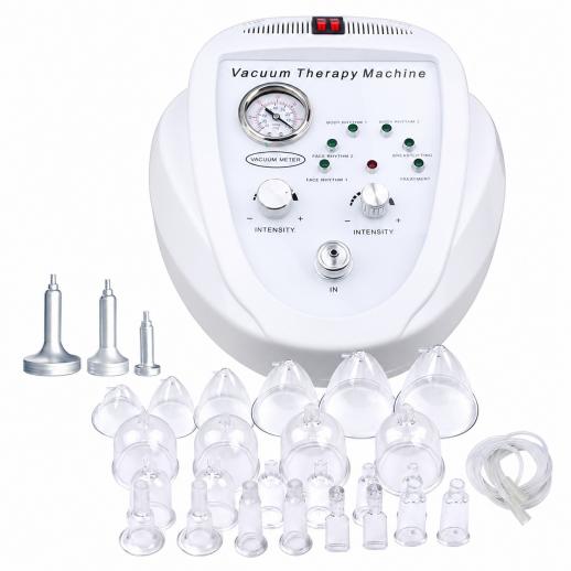 Machine de Ventouses sous Vide, Machine de Massage de Mise avec 24 tasses en acrylique, massage de forme de grattage du corps pour les fesses, le corps du sein, la charge de prise