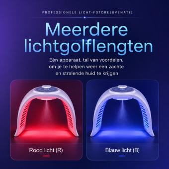 7-Kleuren LED-Lichttherapie Gezichtsverzorgingsapparaat met 170 LEDs en Nano-Spray Stoomfunctie – Fotodynamisch PDT Schoonheidsapparaat