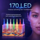 7-Kleuren LED-Lichttherapie Gezichtsverzorgingsapparaat met 170 LEDs en Nano-Spray Stoomfunctie – Fotodynamisch PDT Schoonheidsapparaat