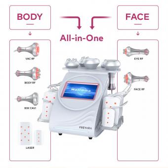 6in1 80K Radiofrequency Cavitation Machine, with Lipolaser Pads, Ultrasonic Body Slimming System, Fat Burning Cellulite Body Massager