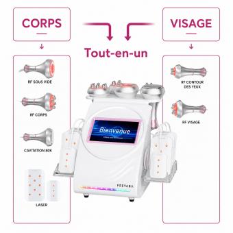 FREYARA Machine de cavitation par radiofréquence 6 en 1 80K, avec coussinets lipolaser, système d'amincissement du corps à ultrasons, masseur corporel contre la cellulite brûlant les graisses