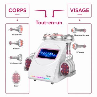 FREYARA Machine de Cavitation par radiofréquence 6 en 1, 80K Ultrasons Appareil de Cavitation, masseur corporel pour brûler les graisses et la Cellulite