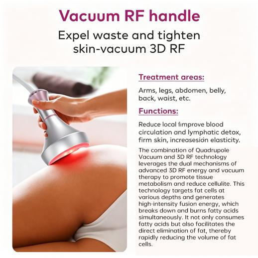 6in1 80K Radiofrequency Cavitation Machine, with EMS Pads, Ultrasonic Body Slimming System, Fat Burning Cellulite Body Massager
