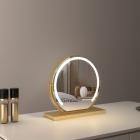 12インチ/30cm 大型ラウンドバニティミラー ドレッシングテーブル 寝室用 回転可能 3ライトモード LEDストリップ 調光可能 明るさ調整可能 プラグイン使用 ゴールドスタンド