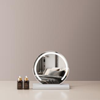 12"/30cm Large Round Vanity Mirror for Dressing Table Bedroom, Rotatable, 3 Light Mode, LED Strip Dimmable Brightness, Plug in to Use, White Stand 12"/30cm Large Round Vanity Mirror for Dressing Table Bedroom, Rotatable, 3 Light Mode, LED Strip Dimmable Brightness, Plug in to Use, White Stand
