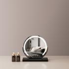 12"/30cm Large Round Vanity Mirror for Dressing Table Bedroom, Rotatable, 3 Light Mode, LED Strip Dimmable Brightness, Plug in to Use, Black Stand