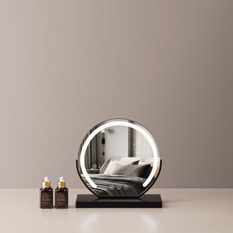 12"/30cm Large Round Vanity Mirror for Dressing Table Bedroom, Rotatable, 3 Light Mode, LED Strip Dimmable Brightness, Plug in to Use, Black Stand 12"/30cm Large Round Vanity Mirror for Dressing Table Bedroom, Rotatable, 3 Light Mode, LED Strip Dimmable Brightness, Plug in to Use, Black Stand