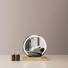 12"/30cm Large Round Vanity Mirror for Dressing Table Bedroom, Rotatable, 3 Light Mode, LED Strip Dimmable Brightness, Plug in to Use, Golden Stand