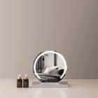 12"/30cm Large Round Vanity Mirror for Dressing Table Bedroom, Rotatable, 3 Light Mode, LED Strip Dimmable Brightness, Plug in to Use, Silver Stand