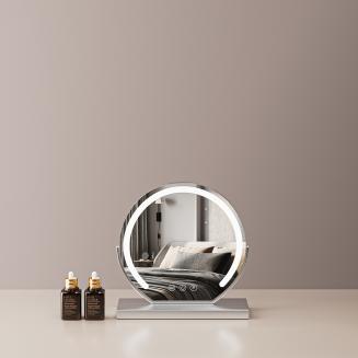 12"/30cm Large Round Vanity Mirror for Dressing Table Bedroom, Rotatable, 3 Light Mode, LED Strip Dimmable Brightness, Plug in to Use, Silver Stand 12"/30cm Large Round Vanity Mirror for Dressing Table Bedroom, Rotatable, 3 Light Mode, LED Strip Dimmable Brightness, Plug in to Use, Silver Stand