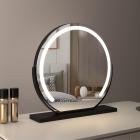 20インチ/50cm 大型ラウンドバニティミラー ドレッシングテーブル 寝室用 回転可能 3ライトモード LEDストリップ 調光可能 明るさ調整可能 プラグイン使用 ブラックスタンド