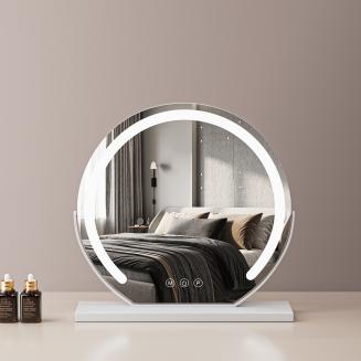 20"/50cm Large Round Vanity Mirror for Dressing Table Bedroom, Rotatable, 3 Light Mode, LED Strip Dimmable Brightness, Plug in to Use, White Stand 20"/50cm Large Round Vanity Mirror for Dressing Table Bedroom, Rotatable, 3 Light Mode, LED Strip Dimmable Brightness, Plug in to Use, White Stand