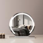 20"/50cm Large Round Vanity Mirror for Dressing Table Bedroom, Rotatable, 3 Light Mode, LED Strip Dimmable Brightness, Plug in to Use, Silver Stand