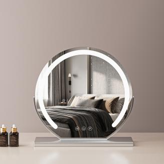20"/50cm Large Round Vanity Mirror for Dressing Table Bedroom, Rotatable, 3 Light Mode, LED Strip Dimmable Brightness, Plug in to Use, Silver Stand 20"/50cm Large Round Vanity Mirror for Dressing Table Bedroom, Rotatable, 3 Light Mode, LED Strip Dimmable Brightness, Plug in to Use, Silver Stand