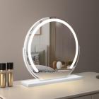 20インチ/50cm 大型ラウンドバニティミラー ドレッシングテーブル 寝室用 回転可能 3ライトモード LEDストリップ 調光可能 明るさ調整可能 プラグイン使用 ホワイトスタンド