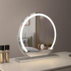 20インチ/50cm 大型ラウンドバニティミラー ドレッシングテーブル 寝室用 回転可能 3ライトモード LEDストリップ 調光可能 明るさ調整可能 プラグイン使用 シルバースタンド